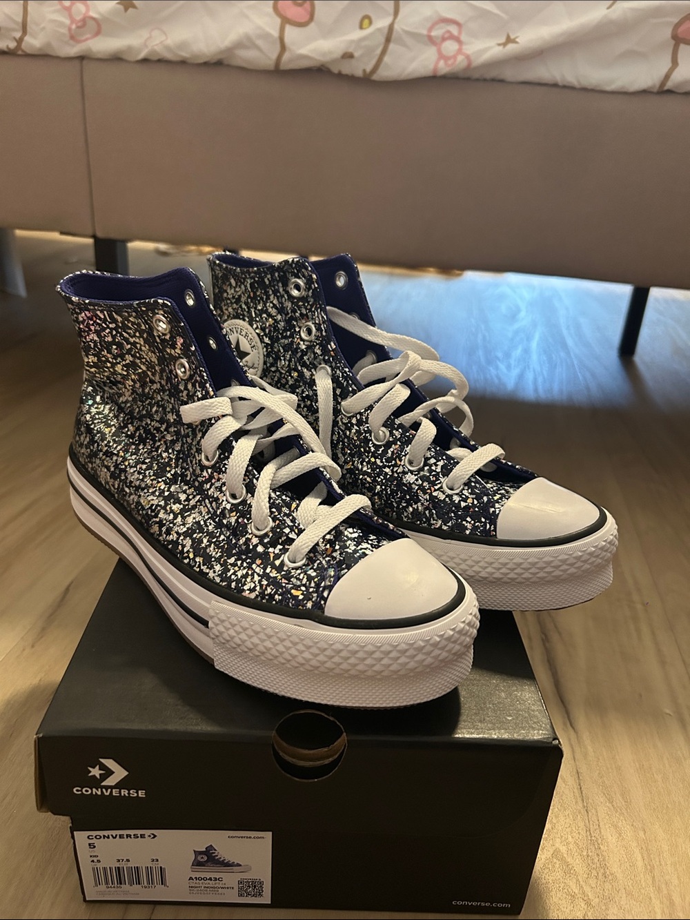 Converse High Top Glitter Sneakers - Navy with Multicolor Flecks